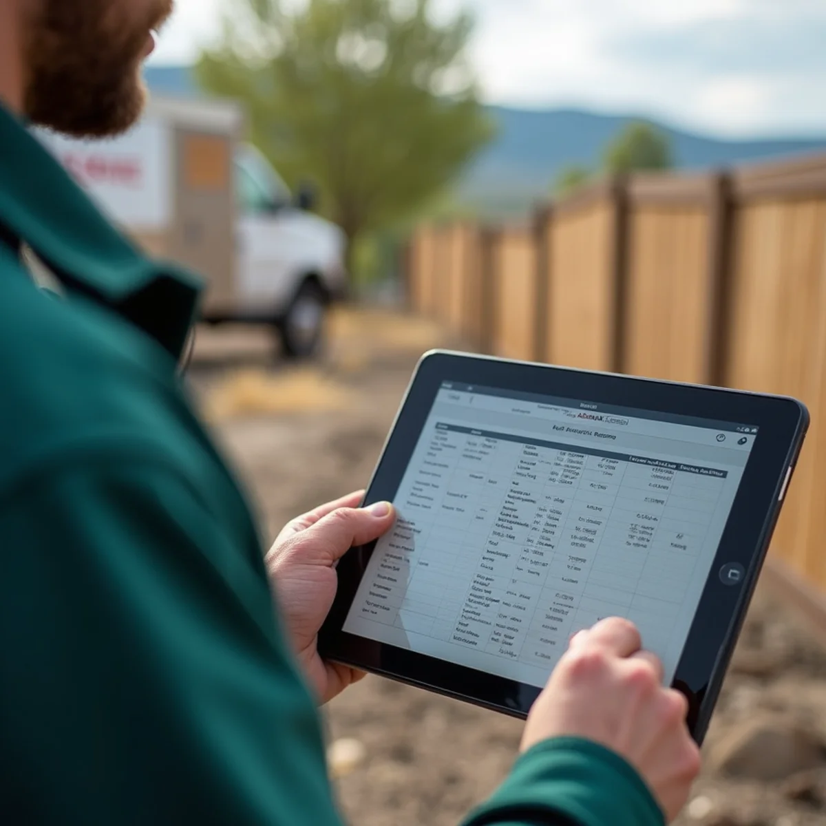 Reviewing itemized insurance repair scope and depreciation calculations on tablet