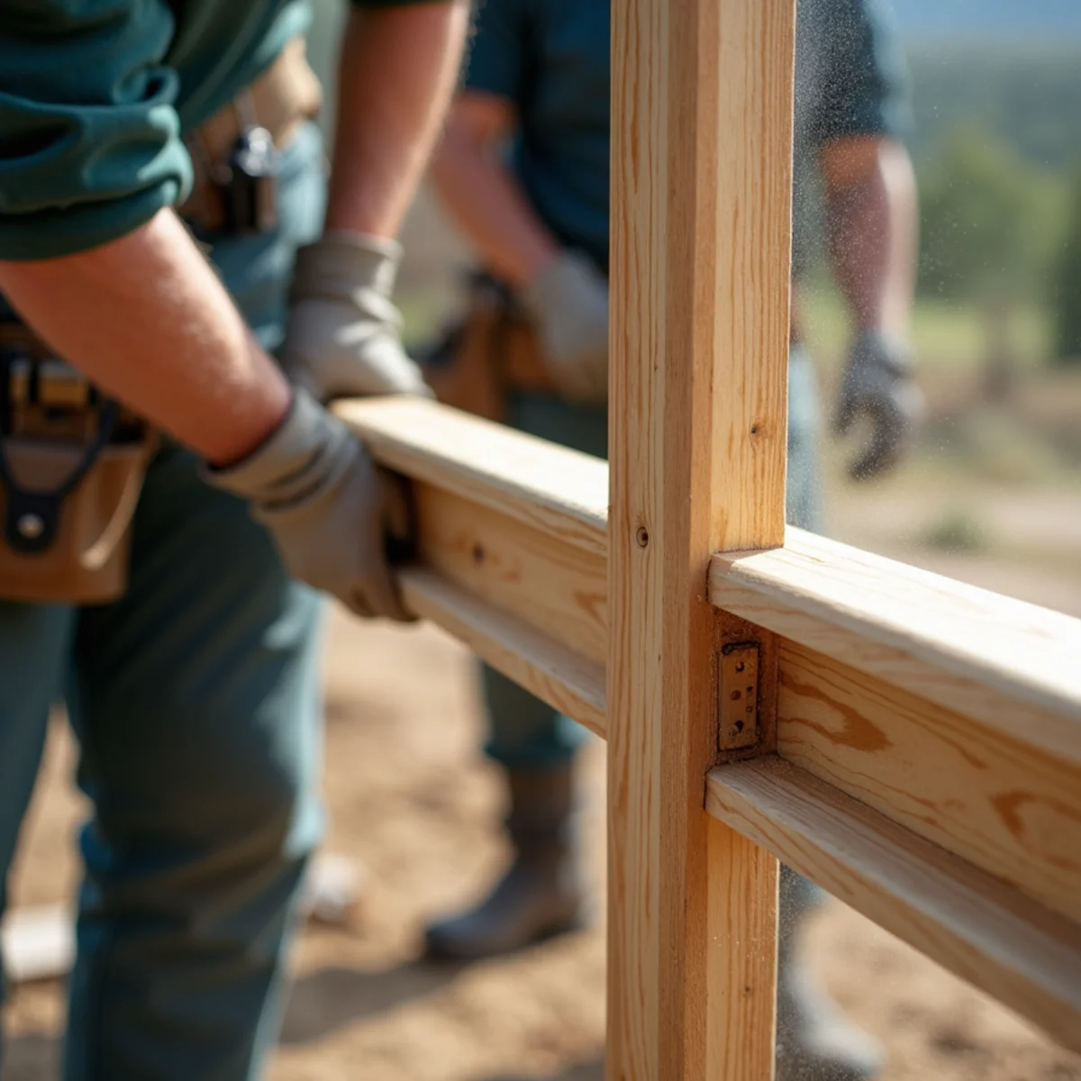 Diagonal timber compression brace fitted securely between horizontal gate frame rails
