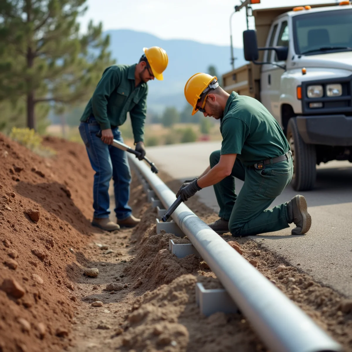 Heavy Schedule 40 galvanized steel posts anchored in commercial concrete