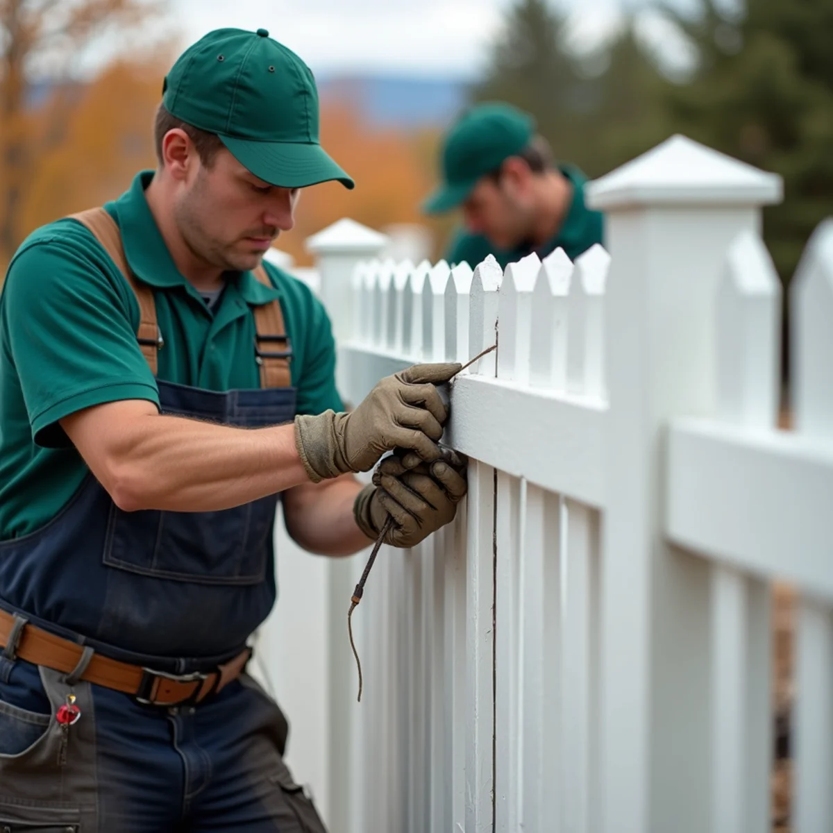Replacing shattered hail-damaged vinyl fence picket in bottom rail channel