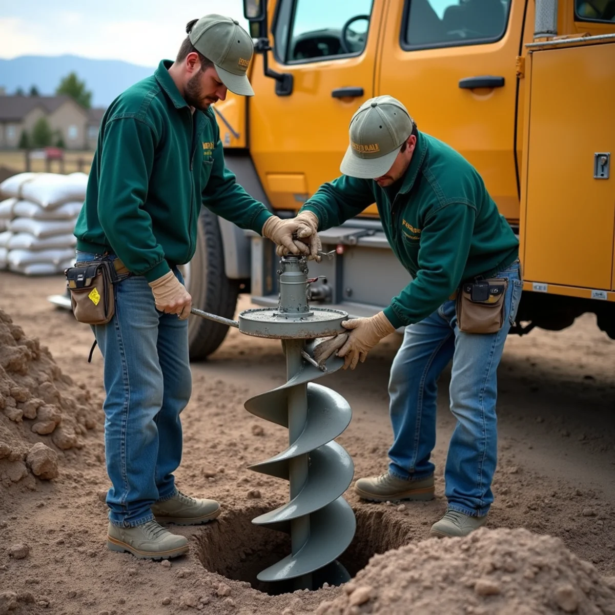 Excavating bell-bottom post footing hole with power auger