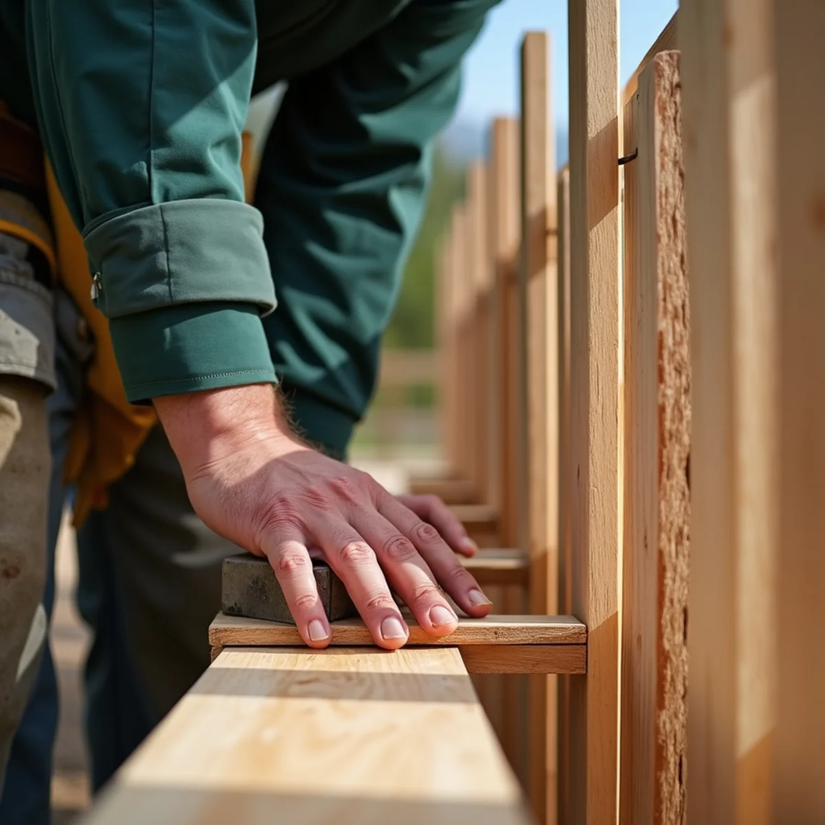 Aligning cedar privacy pickets with expansion spacing gauge