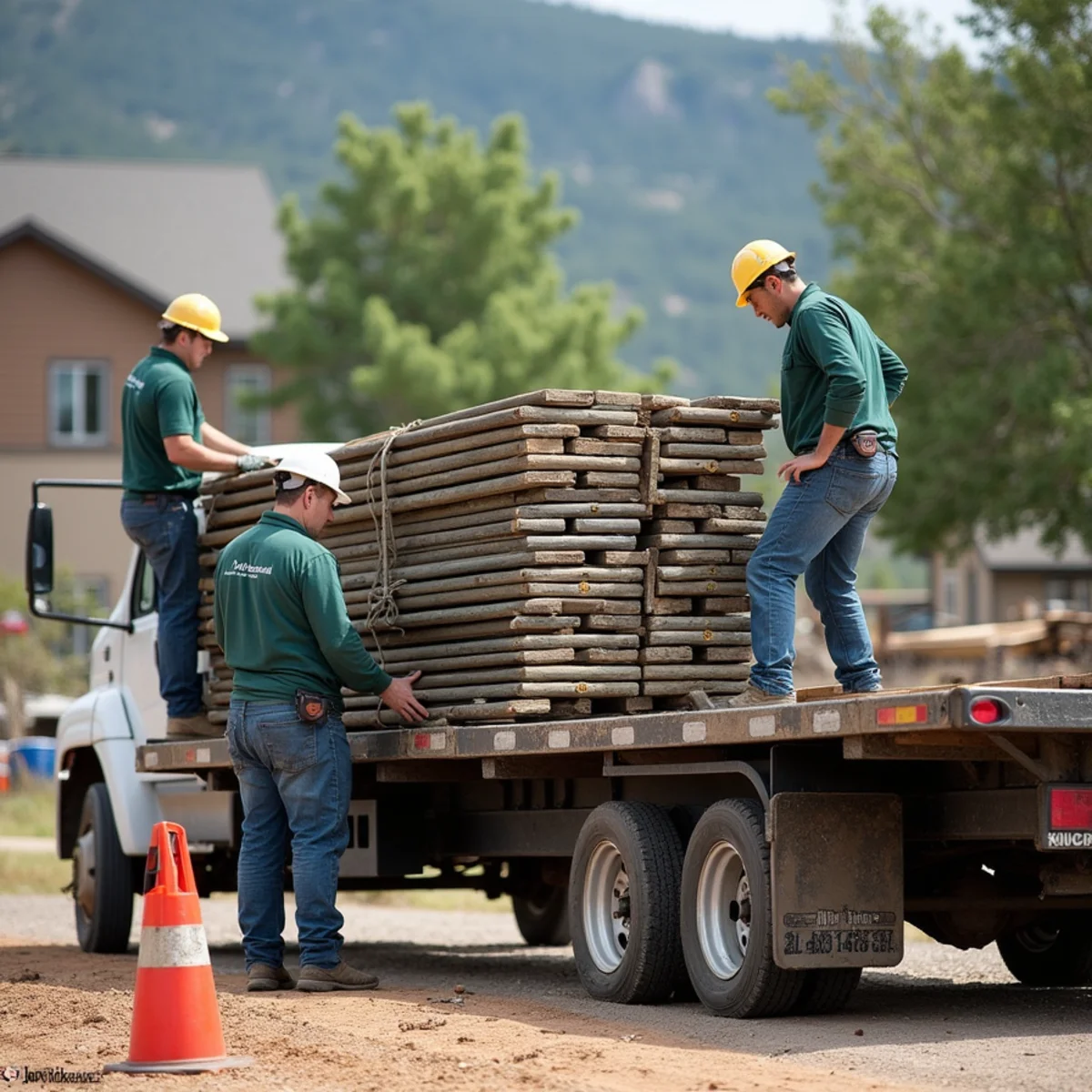 Carefully dismantling old fence panels and loading onto haul-away trailer