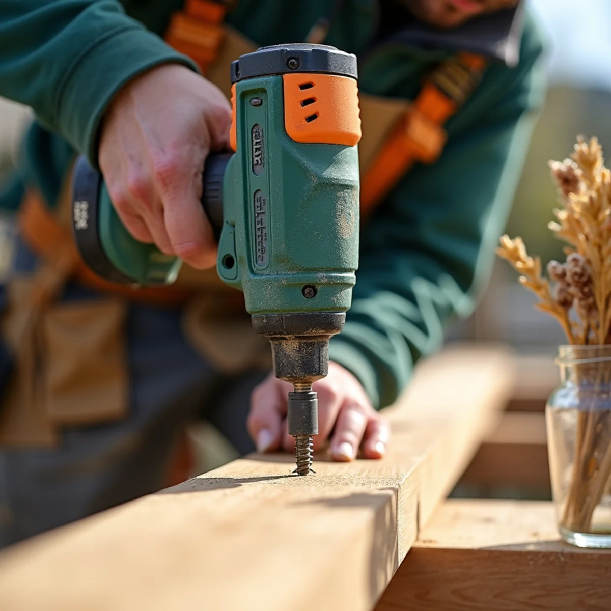 Driving corrosion-resistant ceramic screws into cedar fence rail