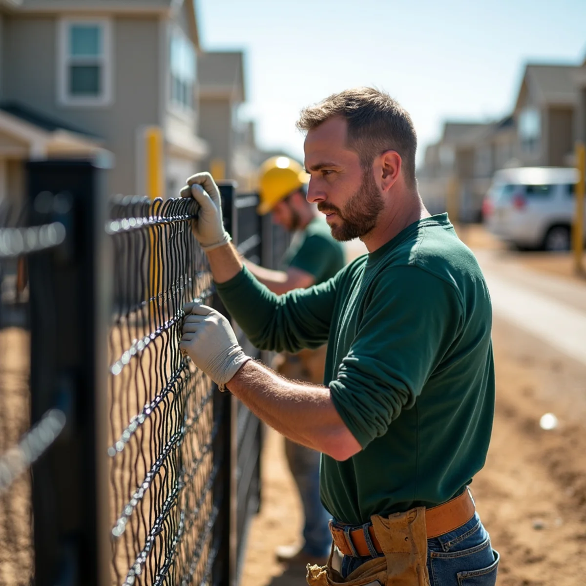 Three-rail cedar fence with black wire mesh meeting WIA architectural covenants