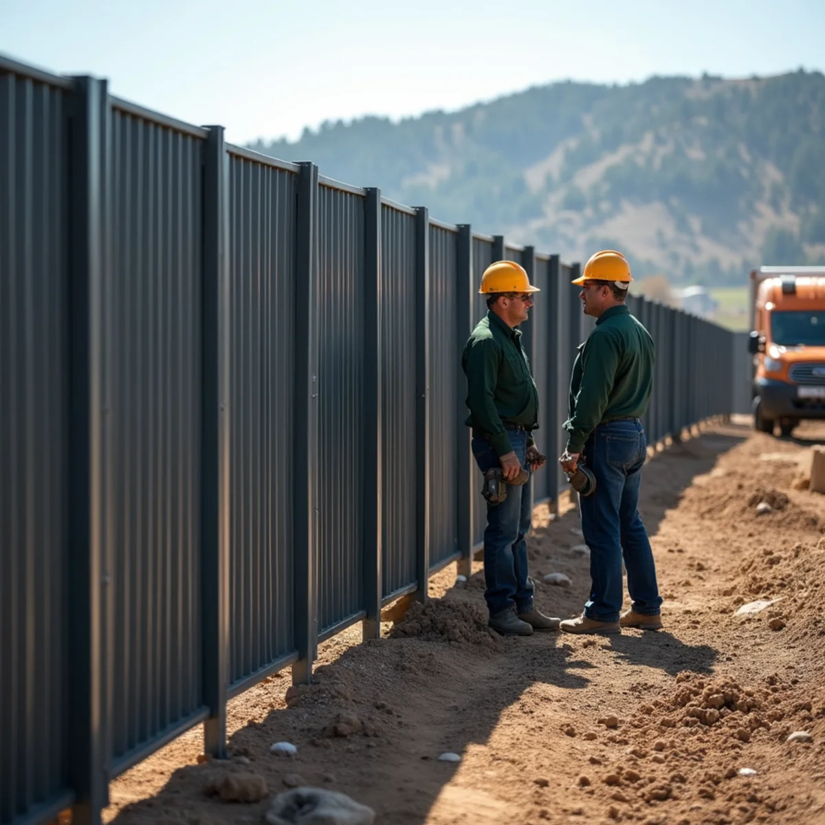 Corrugated steel privacy fence panels offering non-combustible perimeter