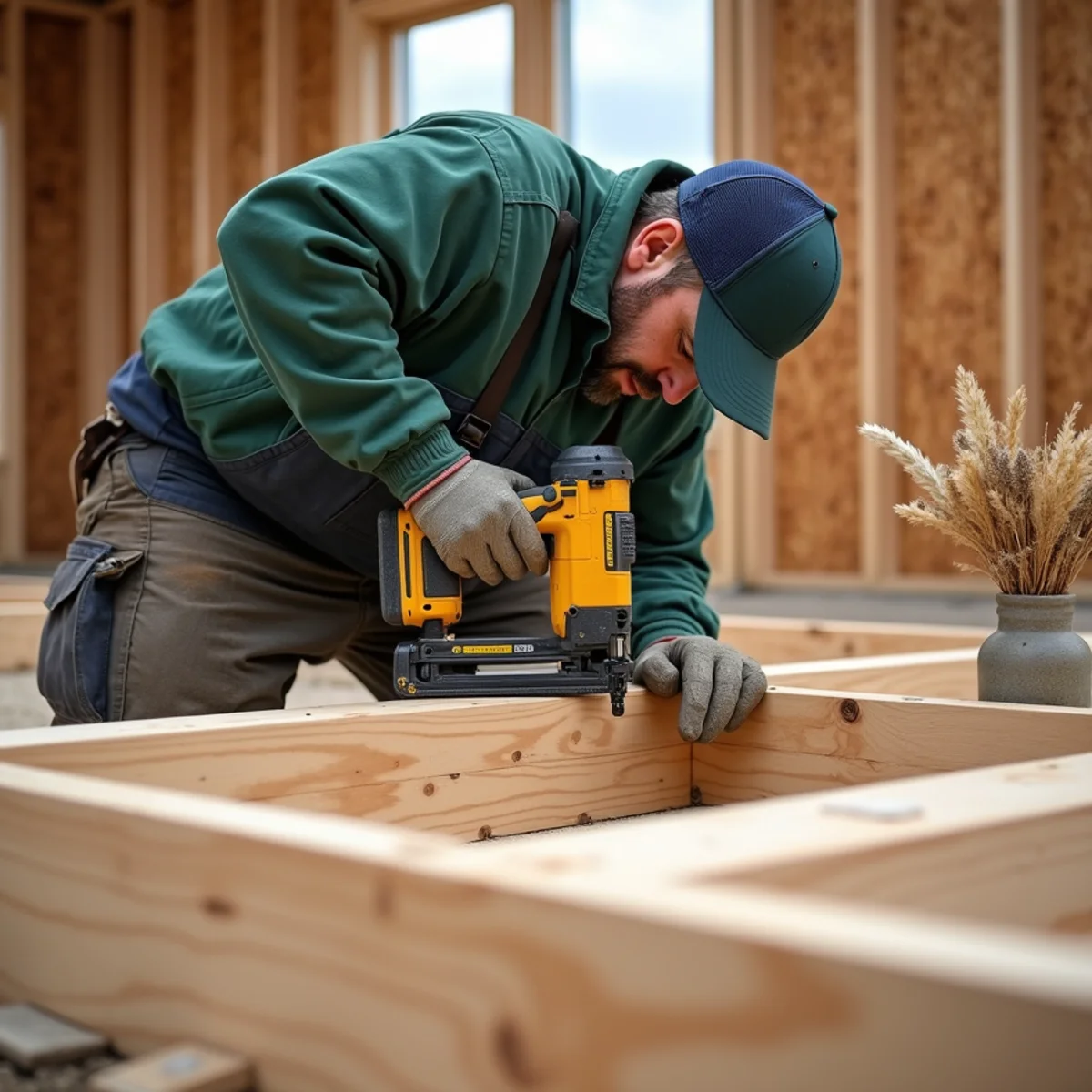 Craftsman custom-building fence on-site stick by stick rather than prefab panels